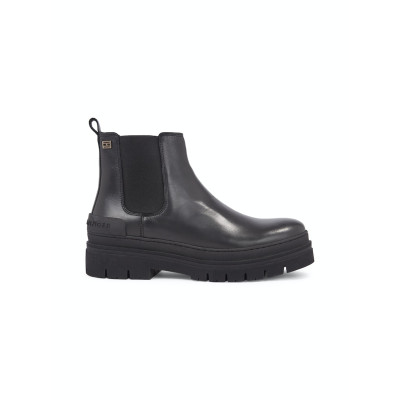 Bottines en Cuir Tommy Hilfiger Femme CASUAL Noir Cloane Vannes FW0FW07797 BDS