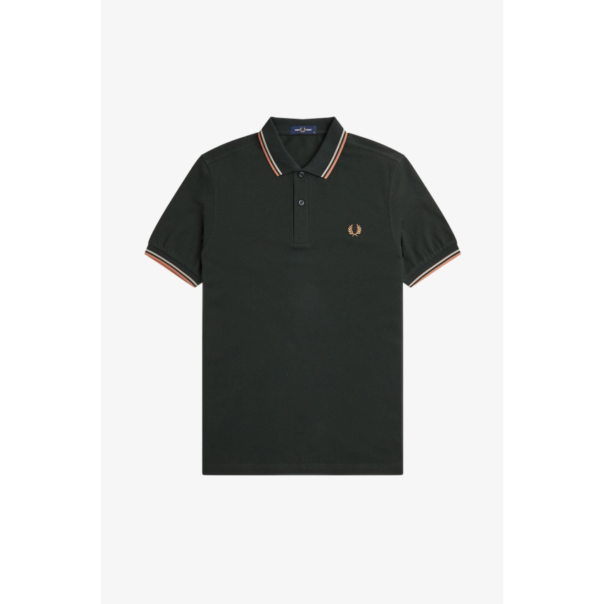 Polo Homme Fred Perry TWIN TIPPED Vert Foncé Cloane Vannes M3600