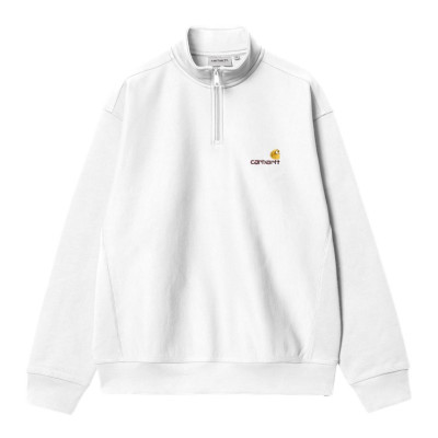 Sweat Demi-Zip Homme Carhartt Wip AMERICAN SCRIPT Blanc Cloane Vannes I027014 02