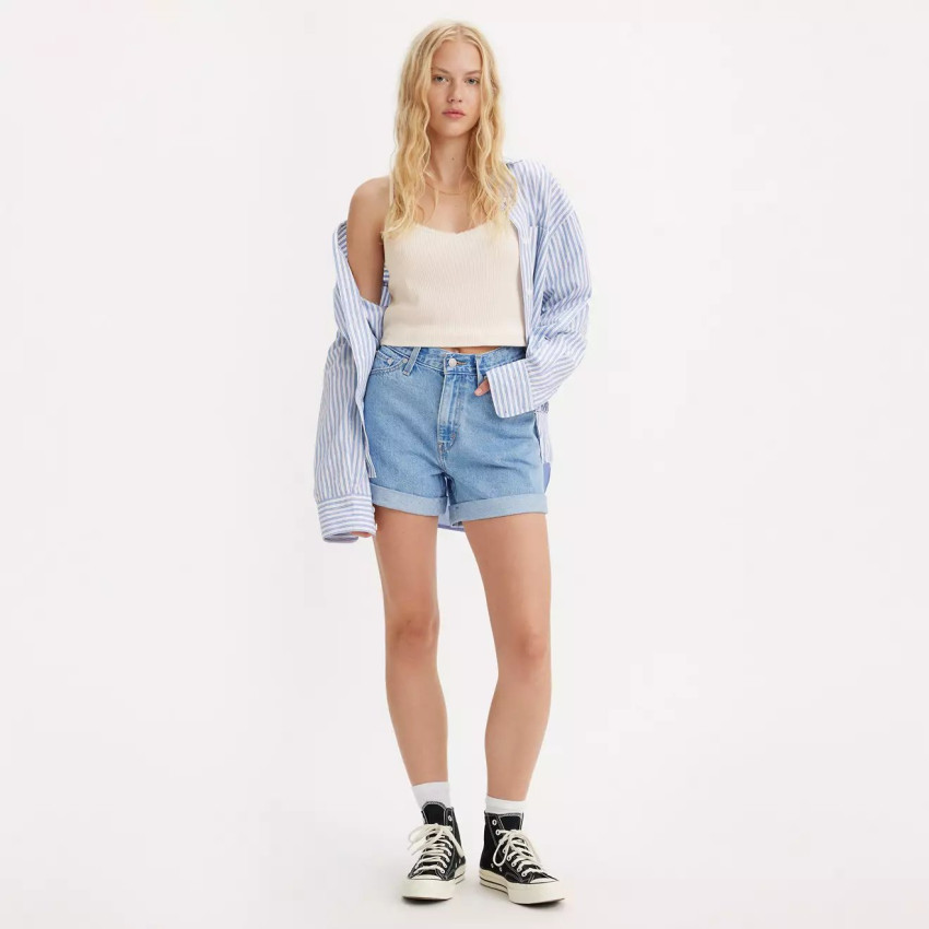 Short en Jean Levi's Femme ROLLED '80 MOM Denim Cloane Vannes A5564 0006