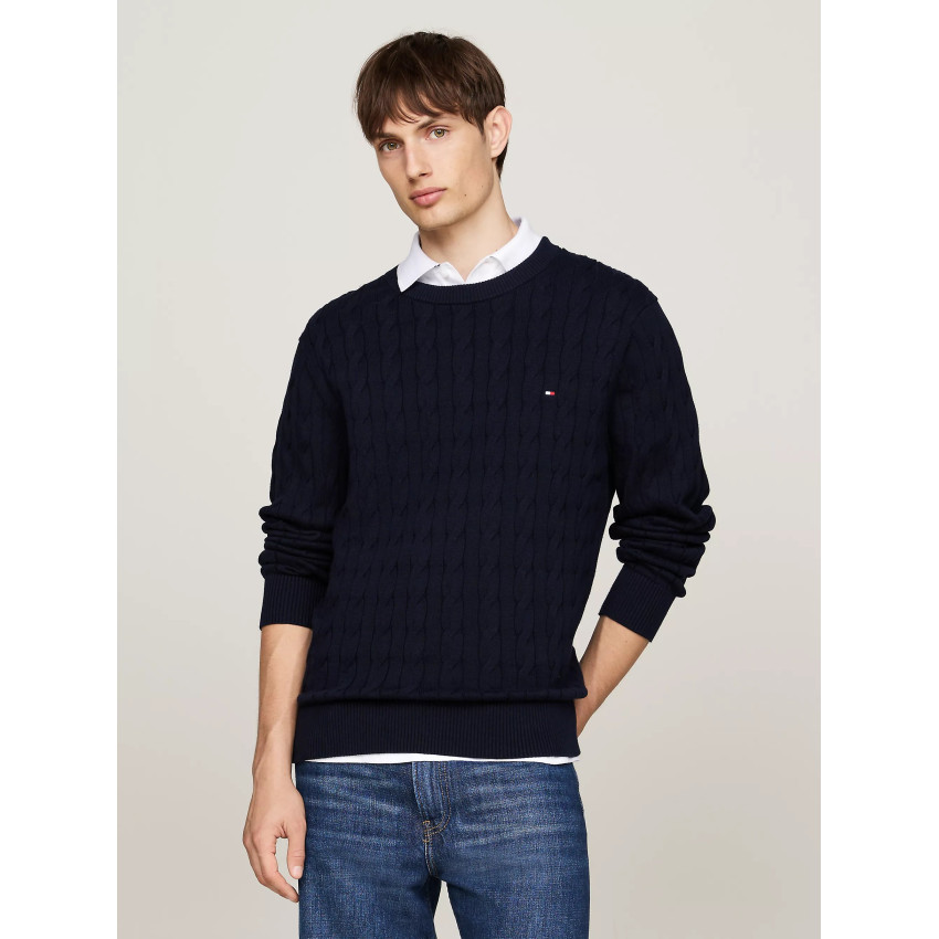 Pull Homme TOMMY HILFIGER CLASSIC CABLE Bleu Marine Cloane Vannes MW0MW33132