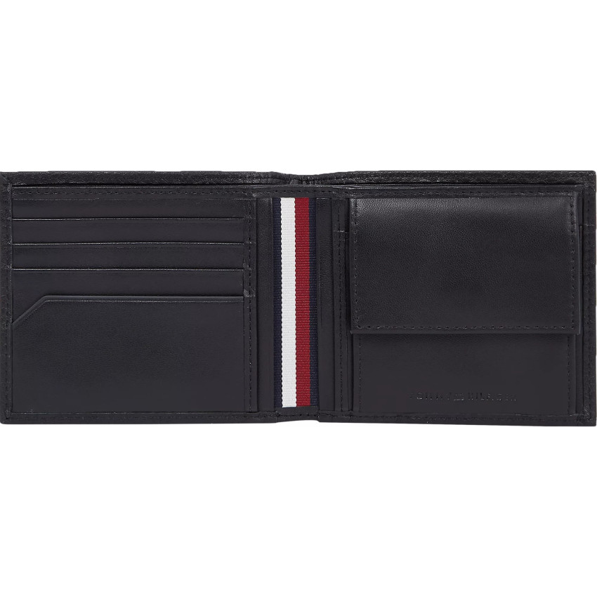 Portfeuille en Cuir Homme TOMMY HILFIGER PREMIUM CC & COIN Noir Cloane Vannes AM0AM12762 BDS