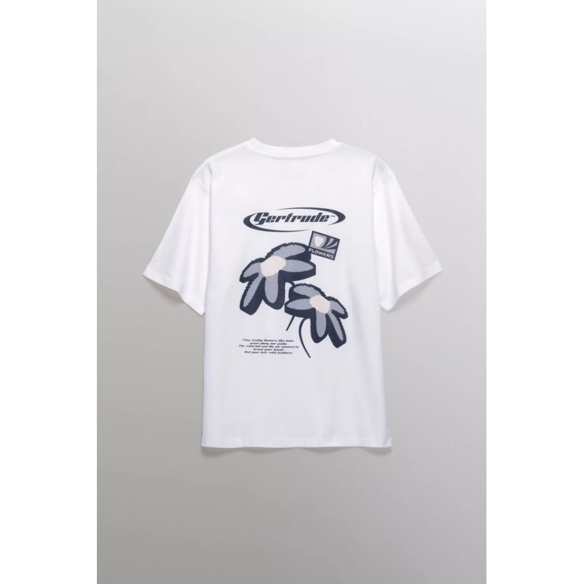 T-Shirt Homme Gertrude LEONCE FLOWERS Blanc Cloane Vannes