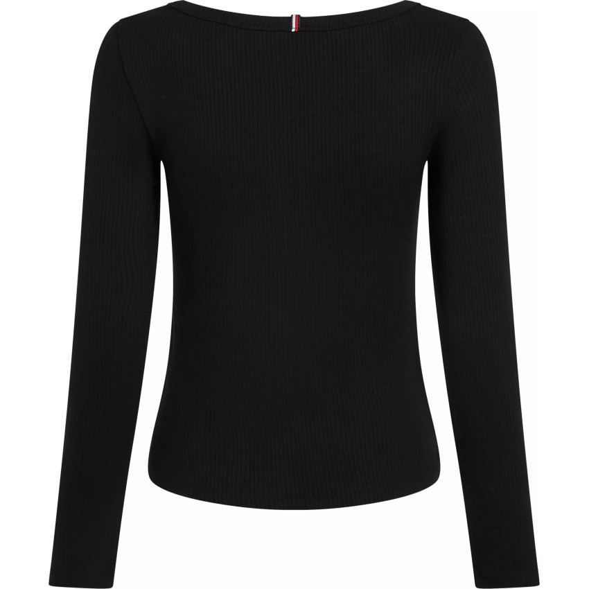 Haut Femme Tommy Hilfiger SLIM Noir Cloane Vannes WW0WW38869