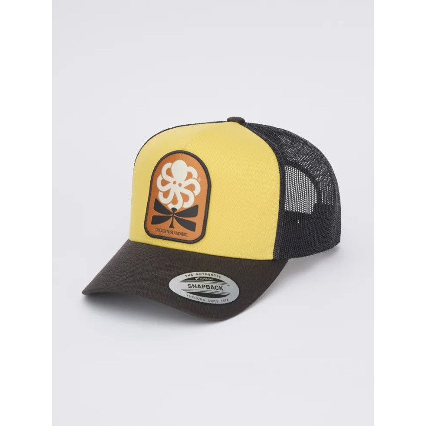 Casquette Homme Jonsen Island TRUCKER FLOWER LOVE Jaune Cloane Vannes