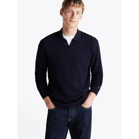 Pull Homme Tommy Hilfiger MERCERISED Bleu Marine Cloane Vannes MW0MW36719 DW5