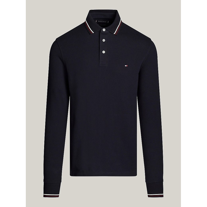 Polo Manches Longues Tommy HIlfiger Homme TIPPED Bleu Marine Cloane Vannes MW0MW33191 DW5