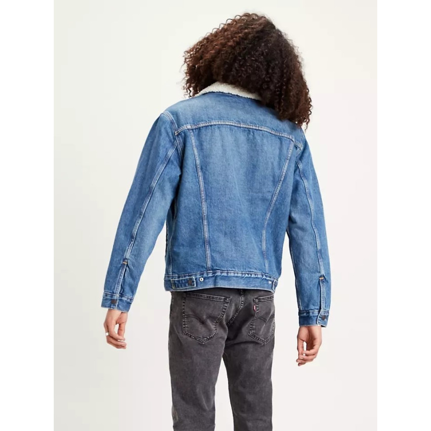 Veste en jeans LEVIS sherpa col mouton bleu jeans référence 16365 0128, Cloane E-shop