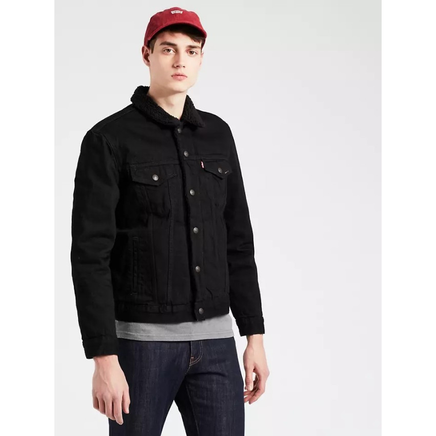 Veste en jeans LEVIS sherpa trucker noir référence 16365 0100, Boutique en ligne CLOANE 